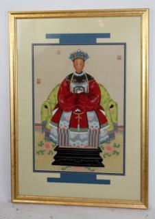 Appraisal: Chinese ancestoral painting on linen Chinese ancestoral painting on linen