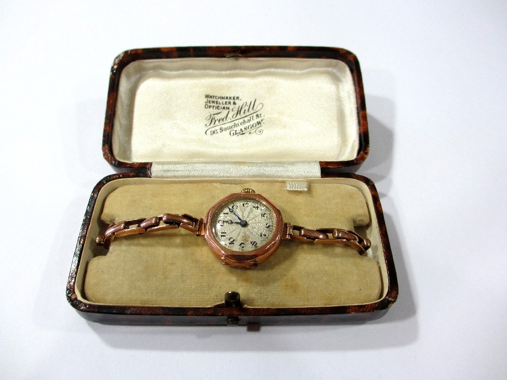 Appraisal: A ladies ct rose gold wrist watch Chester on gold