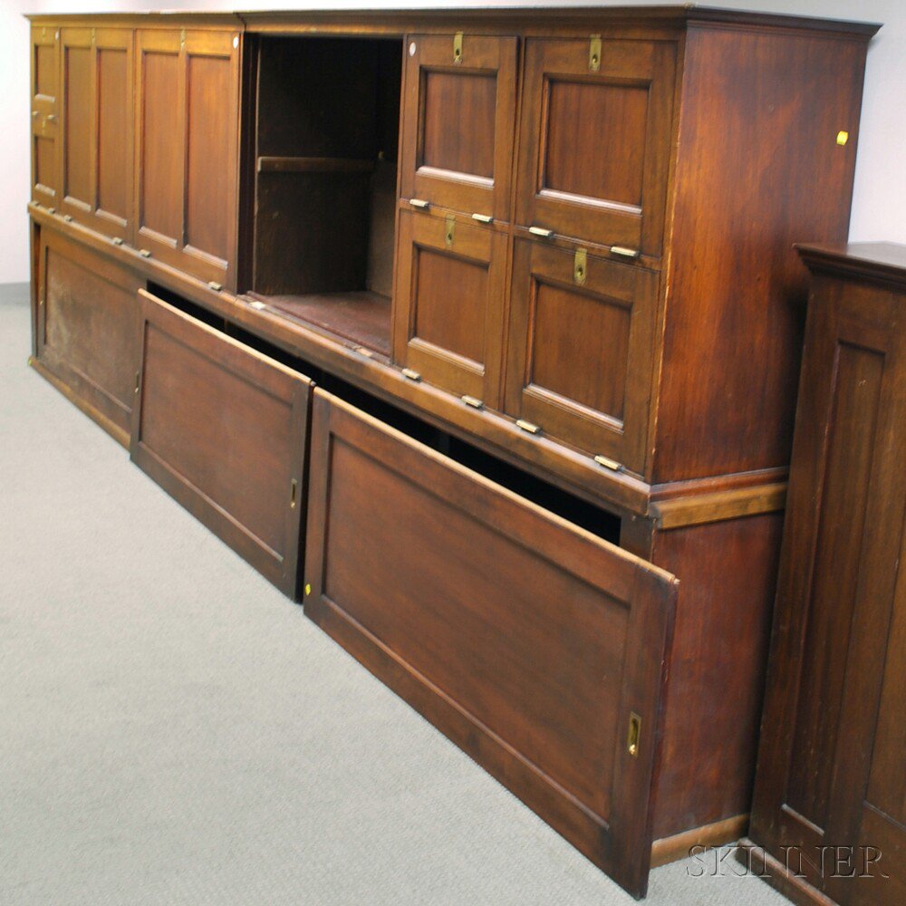 Appraisal: Large Walnut Three-piece Wall Cabinet th century the top in