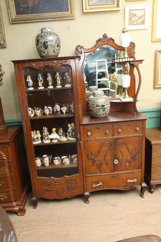 Appraisal: SIDE BY SIDE SERVER BOOKCASE Oak having a bookcase on