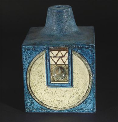 Appraisal: A Troika Pottery Cube lamp base by Alison Brigden modelled