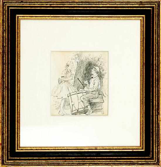 Appraisal: Thomas Fogarty New York - YOUNG LOVE pen ink framed