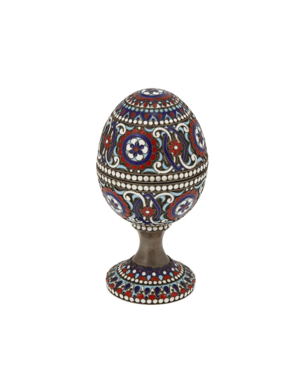 Appraisal: A Russian silver and enamel egg Late th Early th