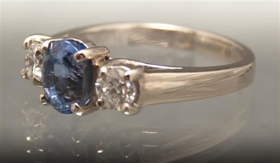 Appraisal: White gold diamond and periwinkle blue stone ring diamonds approximately