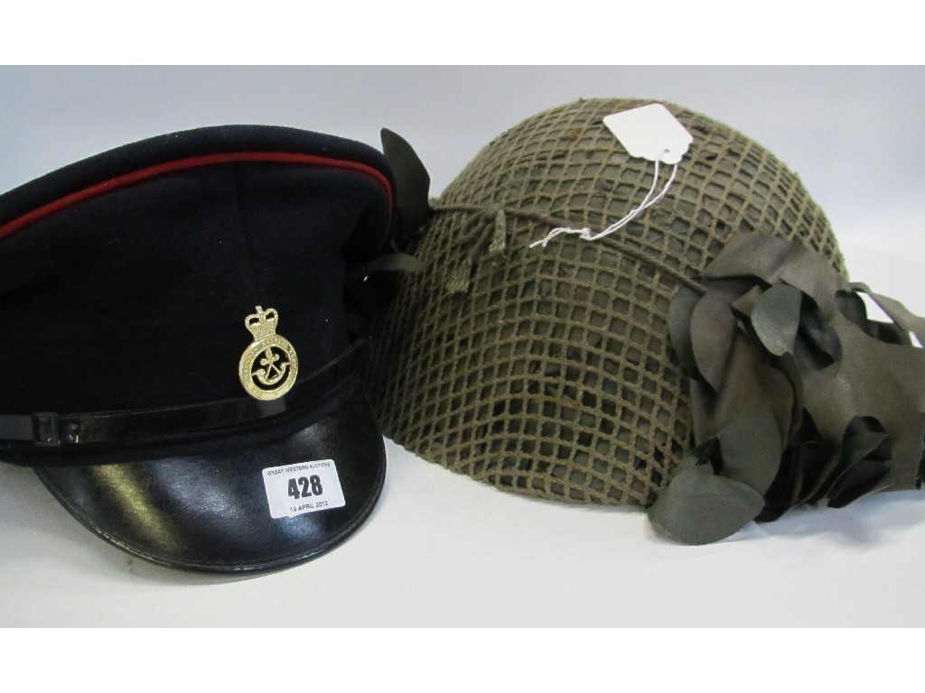 Appraisal: Lot comprising Sherwood Rangers Yeomanry cap and modern steel helmet