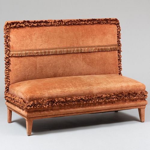 Appraisal: MODERN UPHOLSTERED HALL BENCH WITH OLD WORLD WEAVERS BURNT ORANGE