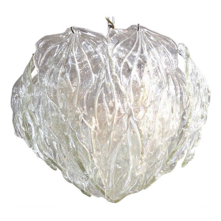 Appraisal: ITALIAN MURANO MID-CENTURY GLASS LEAF CHANDELIER Italian Mid-Century Modern Murano