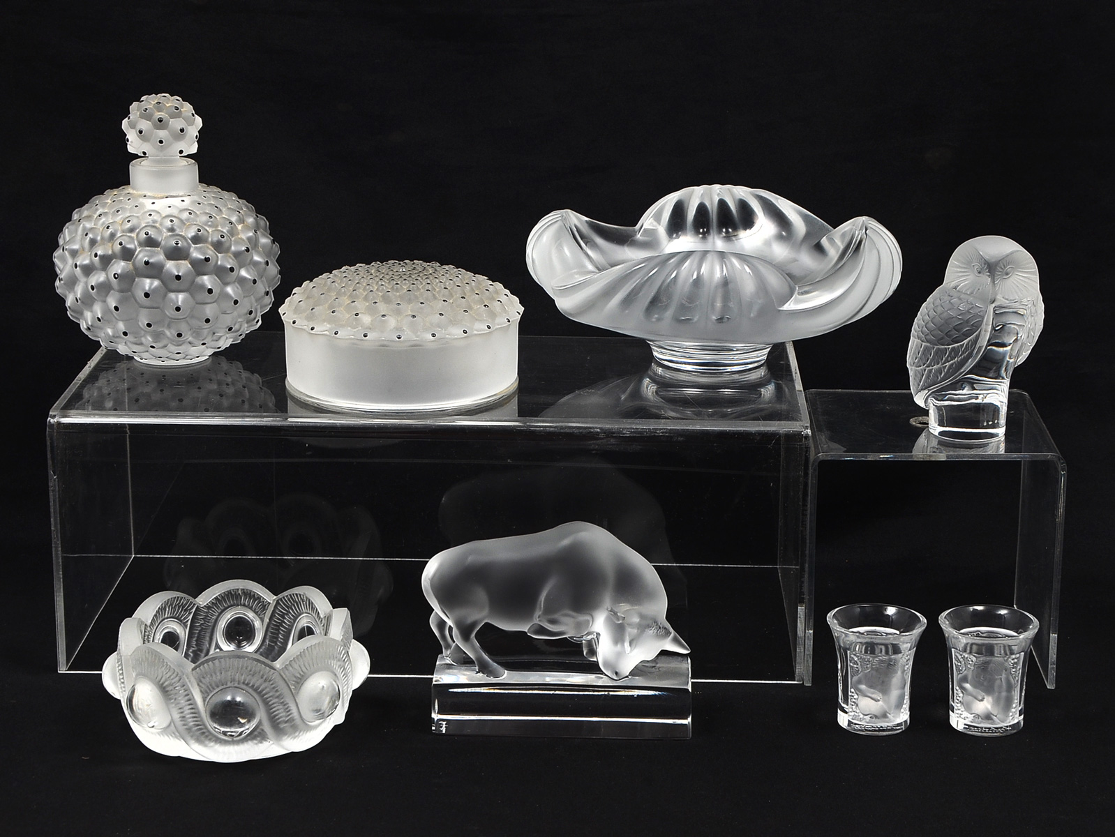 Appraisal: PIECE LALIQUE COLLECTION Comprising - Trinket dishes shot glasses -