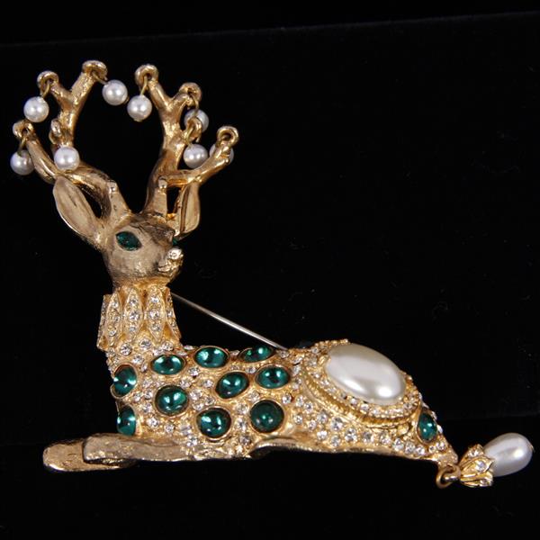 Appraisal: Kenneth Lane KJL Jeweled Deer Brooch Pin Very good to