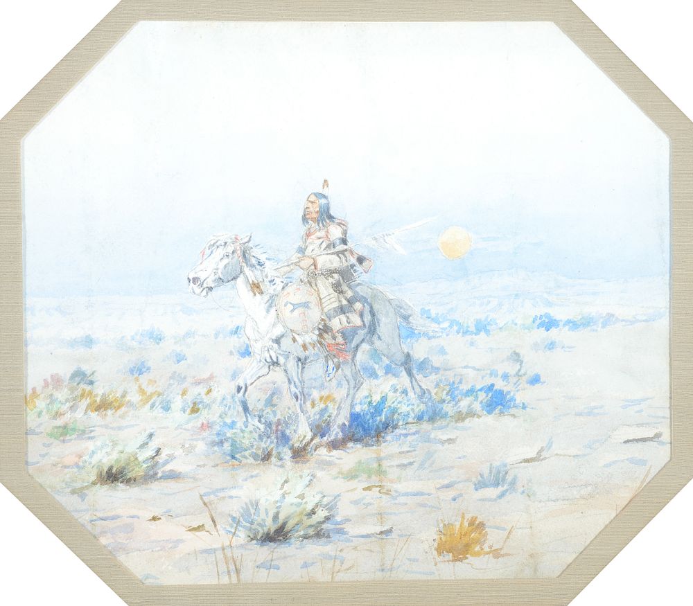 Appraisal: Charles M Russell Indian on Horseback Exclusive on Bidsquare CHARLES