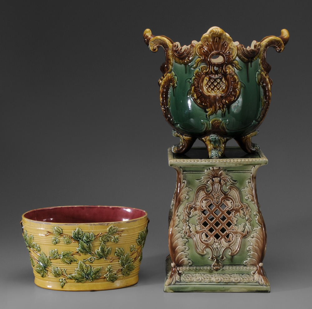 Appraisal: Majolica Jardini re and Stand British or Continental early th