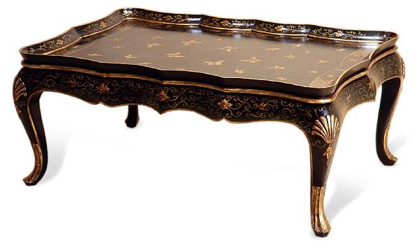 Appraisal: A Queen Anne style parcel gilt lacquered chinoiserie decorated low