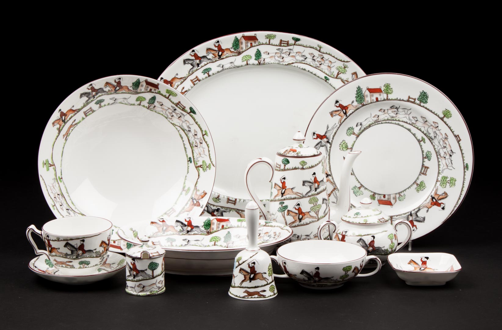 Appraisal: Crown Staffordshire Hunt Scenes dinner service Hunt Scenes pattern pieces