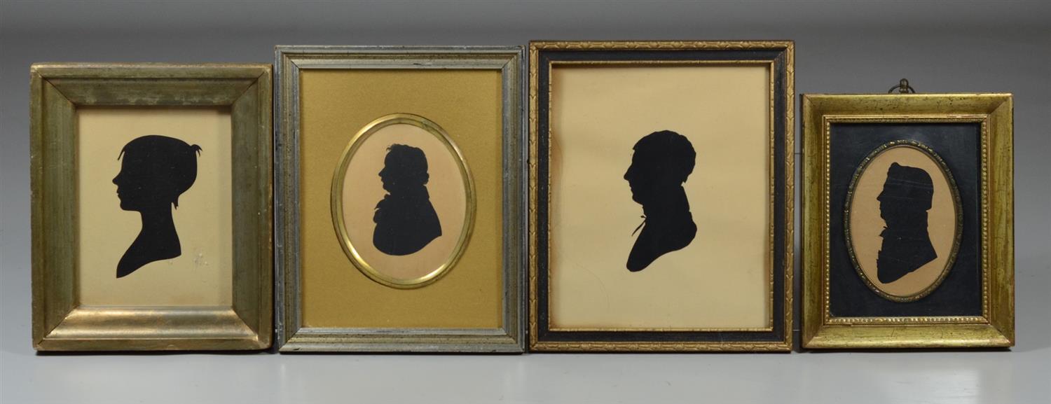 Appraisal: bust portrait silhouettes of men a youth hollow cut over