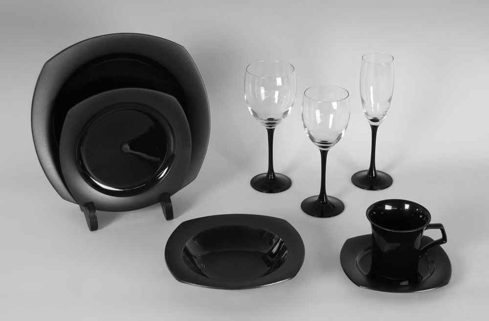 Appraisal: NIKKO QUADRILLE EBONY BLACK CHINA SERVICE FOR Complete service for