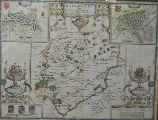 Appraisal: John Speed Hand coloured engraved map Rutlandshire with Oukham and