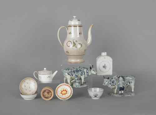 Appraisal: Group of miscellaneous porcelain th c to include pearlware coffee