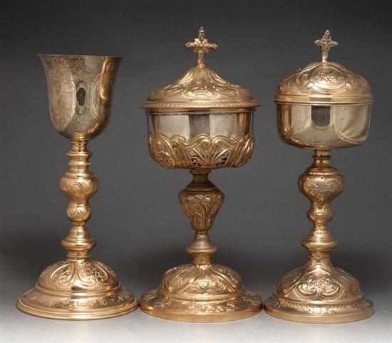 Appraisal: Three Continental silver gold and gilt-metal liturgical objects early th