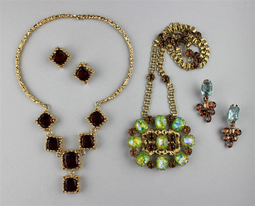 Appraisal: SCHREINER NECKLACE WITH PENDANT BROOCH AND A PAIR OF EARRINGS