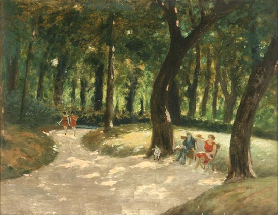 Appraisal: August Mosca American - Sunny Afternoon in the Park Bologna