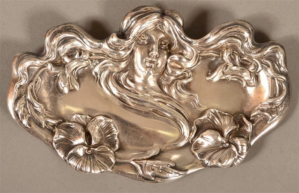 Appraisal: William B Kerr Art Nouveau Sterling Pin Tray William B