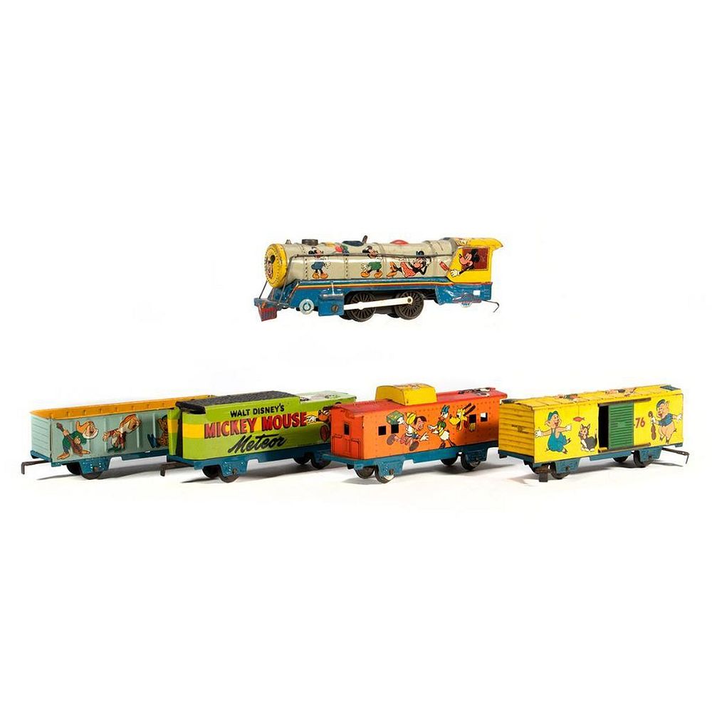 Appraisal: Marx Mickey Mouse windup Locomotive and Tender Boxcar Gondola Caboose