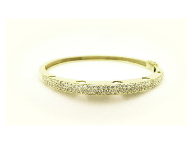 Appraisal: K yellow gold cuff bracelet with diamonds with pave set