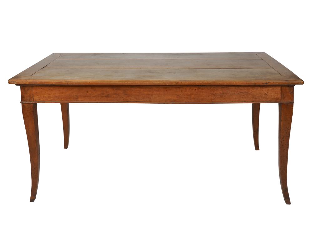 Appraisal: FRENCH PROVINCIAL WALNUT TABLE th century with three-plank top inches