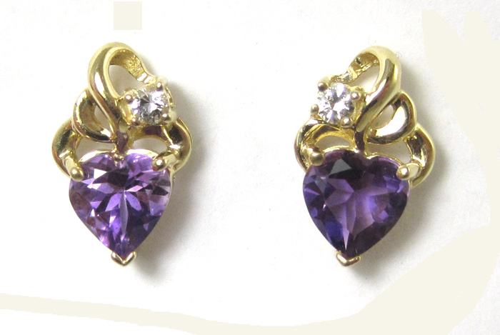 Appraisal: PAIR OF AMETHYST AND DIAMOND EARRINGS each k yellow gold