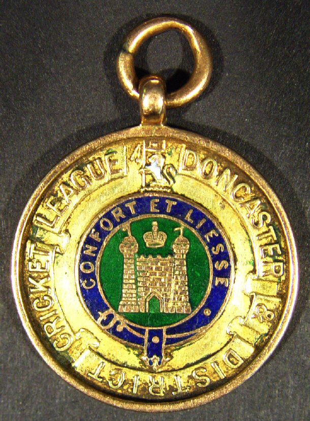 Appraisal: ct gold cricket league medal for the Doncaster district with