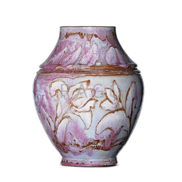 Appraisal: AREQUIPA Large vase w floral decoration Condition Report Excellent condition