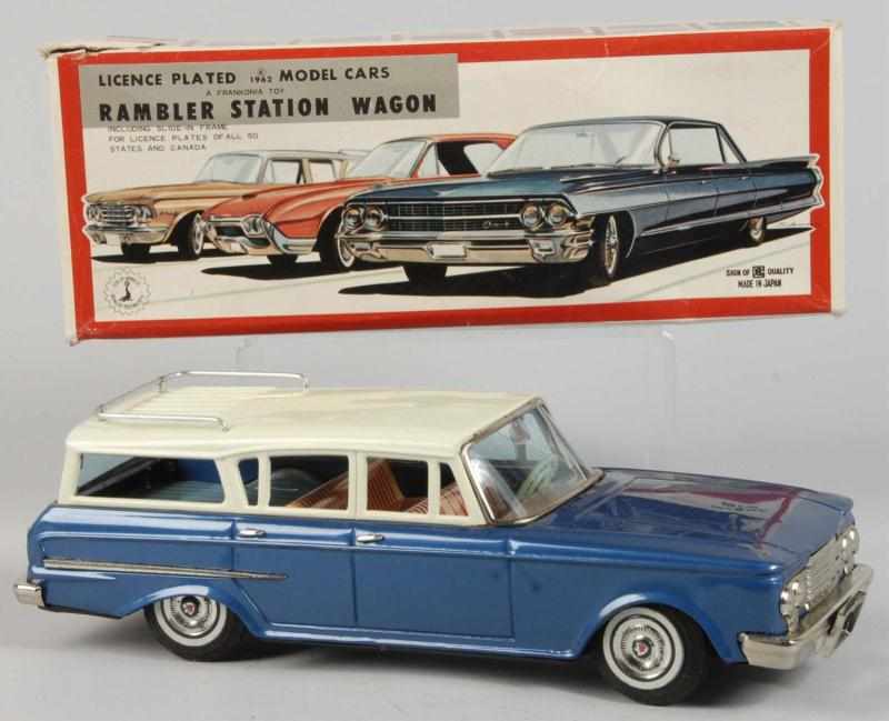 Appraisal: Tin Litho Rambler Station Wagon Friction Toy Description Japanese Working