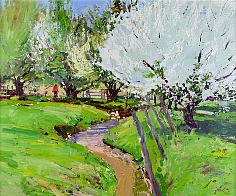 Appraisal: Walt Gonske Present Spring Apple Blossomsoil on canvas x in