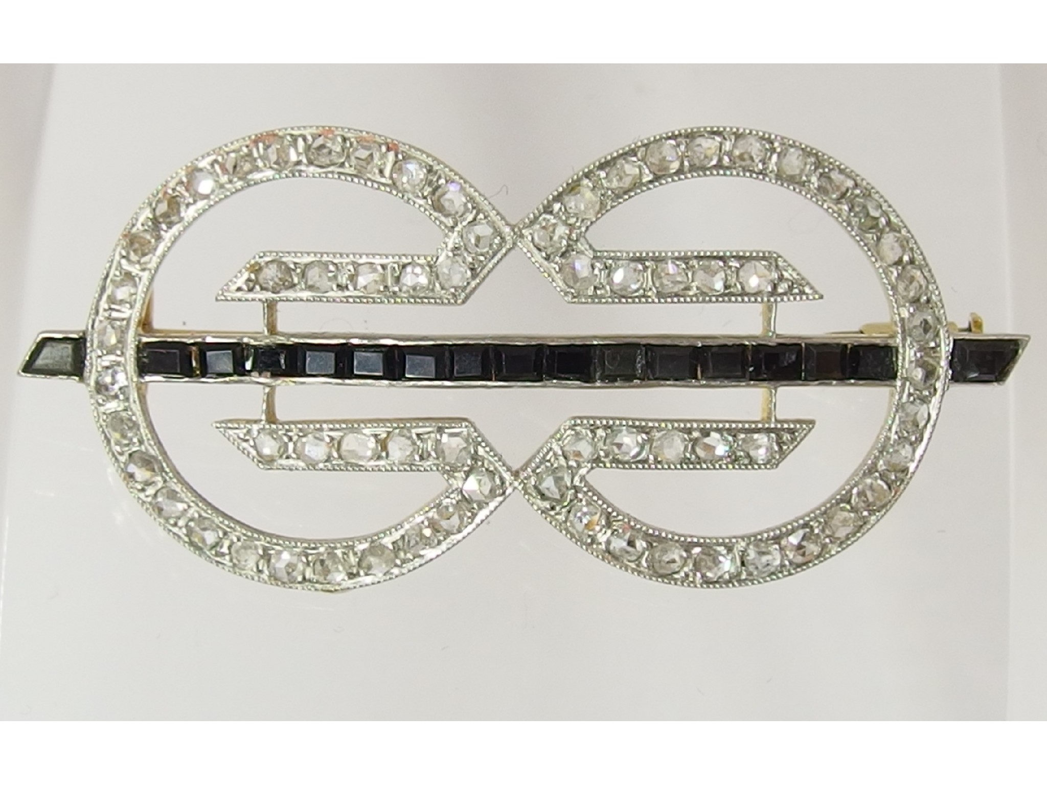 Appraisal: A French Art Deco broochset with rose cut diamonds and