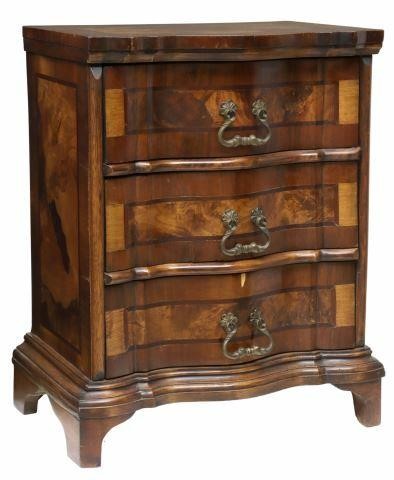 Appraisal: Italian Venetian patchwork bedside cabinet th c serpentine case with