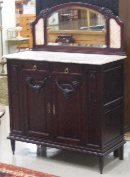 Appraisal: PETITE CARVED OAK SIDEBOARD Belgian early th century having a