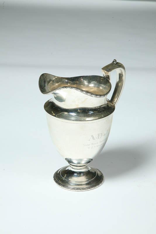 Appraisal: SILVER PITCHER FROM THE USS WYOMING Marked for Bailey Banks