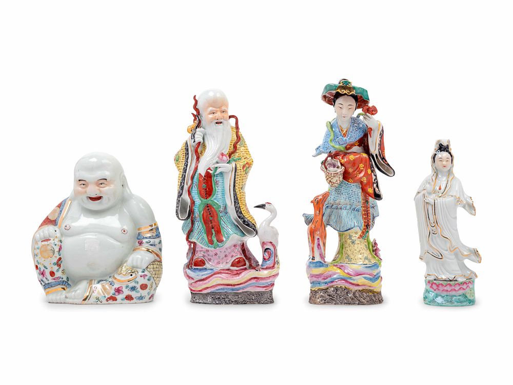 Appraisal: Four Chinese Famille Rose Porcelain Figures of Immortals Four Chinese