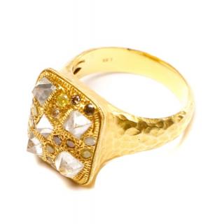 Appraisal: Custom k Yellow Gold Uncut Diamond Ring A custom made