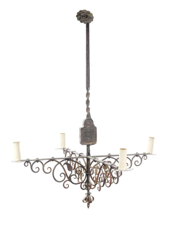 Appraisal: CHANDELIER Austria th c Wrought iron H cm Fitted for