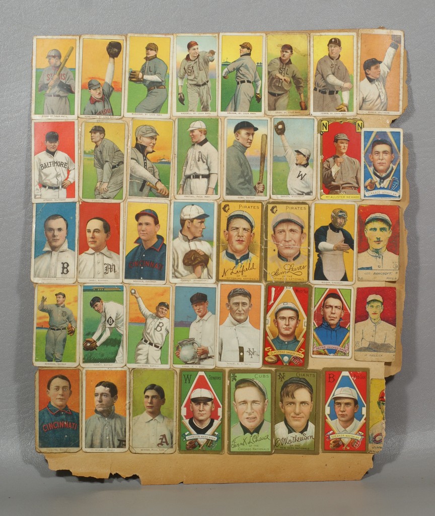 Appraisal: Circa T- and T- baseball cards including Ty Cobb bat