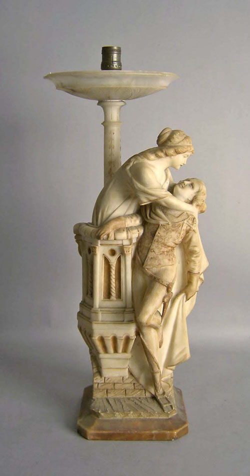 Appraisal: Alabaster table lamp early th c h