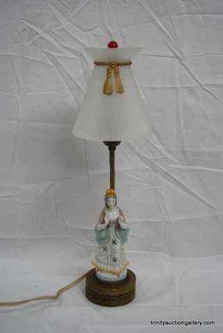 Appraisal: Vintage Ceramic Colonial Woman Figure Vanity LampFrom the estate is