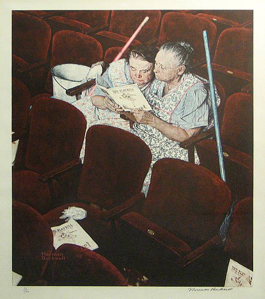 Appraisal: Norman Rockwell Charwomen Color collotype printed on wove paper signed