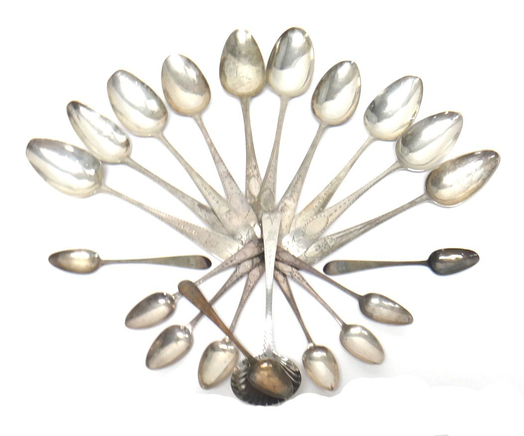 Appraisal: Irish silver table flatware comprising three tablespoons with bright cut