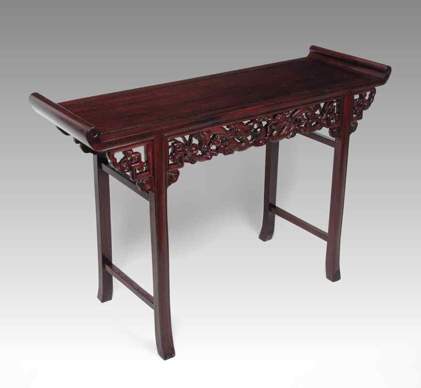 Appraisal: CHINESE CARVED ALTAR TYPE TABLE Carved apron with dragon motif