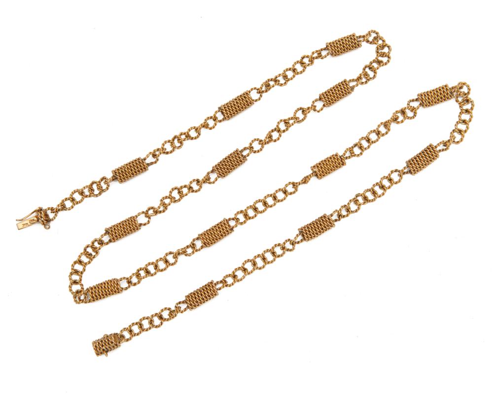 Appraisal: K Gold Rope Necklace with cylindrical and oval links dwts