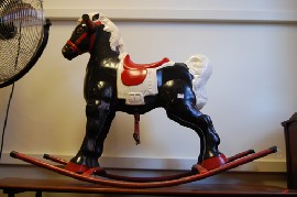 Appraisal: PAINTED TIN ROCKING HORSE