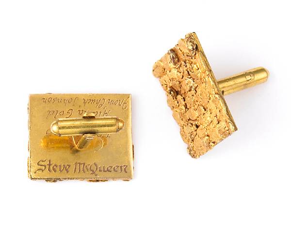 Appraisal: A pair of Alaskan gold nugget cufflinks given to Steve