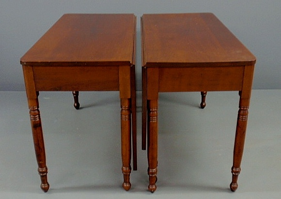 Appraisal: Late Sheraton cherry and mahogany dining table ends with turned